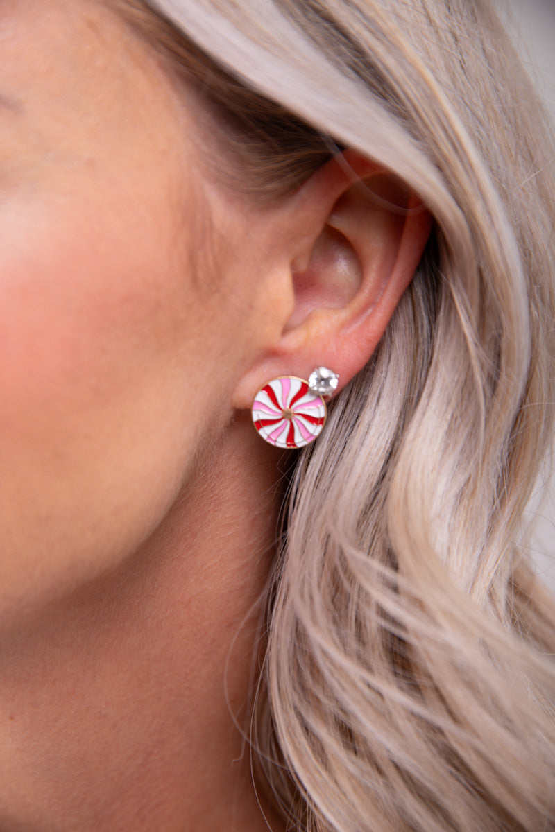 Peppermint Candy Enamel Stud Earrings