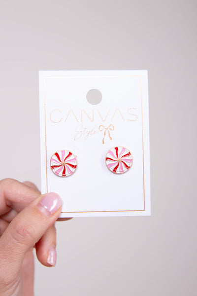 Peppermint Candy Enamel Stud Earrings