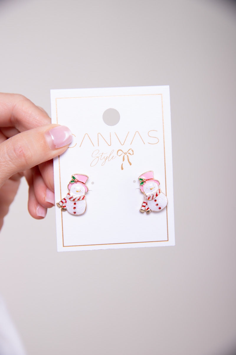 Mrs. Frosty Enamel Snowman Stud Earrings