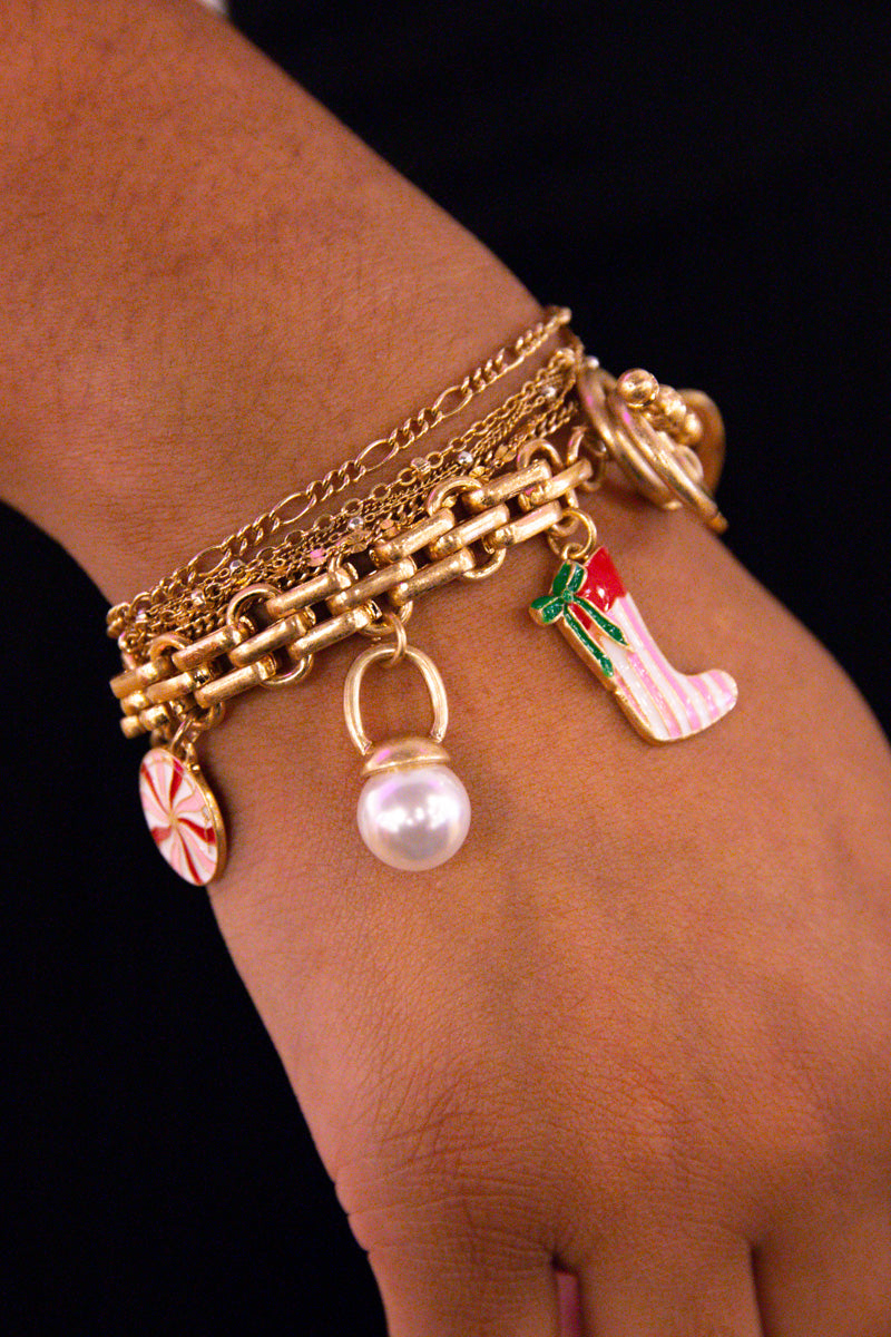 Candy Cane Forest Enamel Charm Bracelet