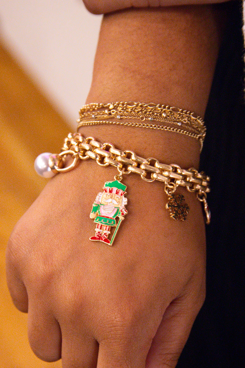 Naughty Nutcracker Enamel Charm Bracelet