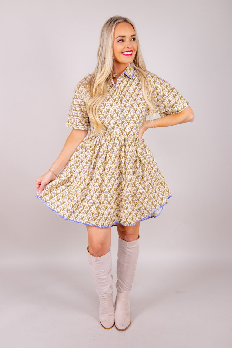 Vintage Bloom Button-Up Dress