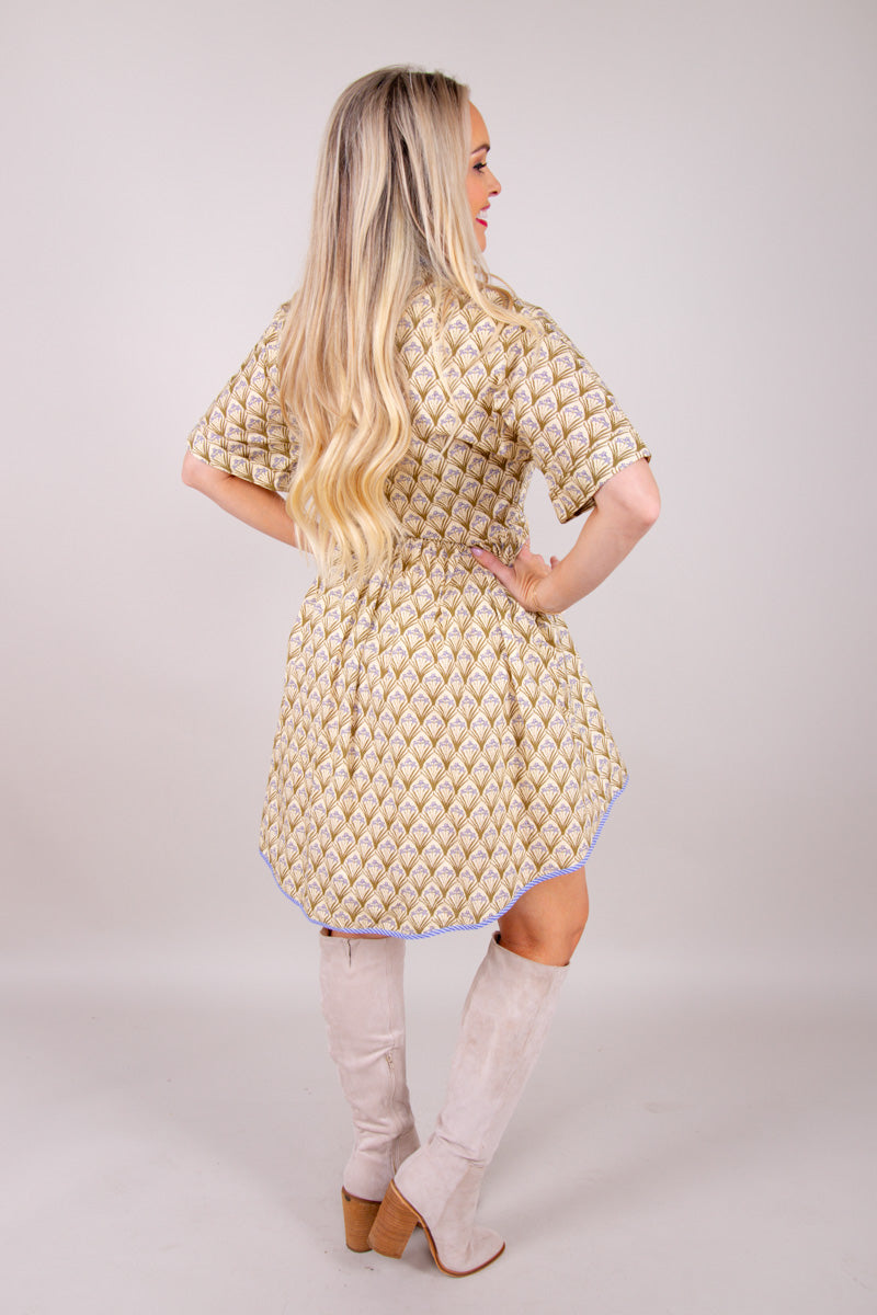 Vintage Bloom Button-Up Dress