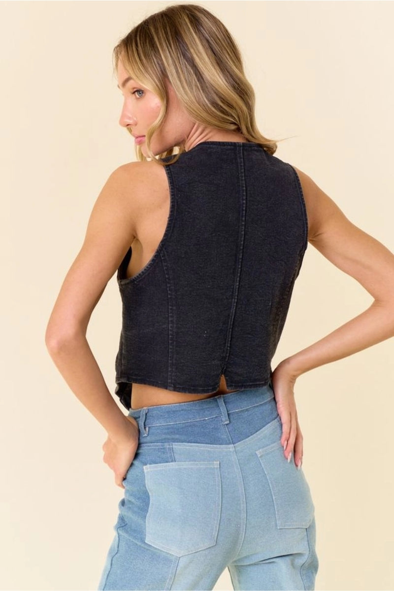 Edgy Refinement Denim Vest