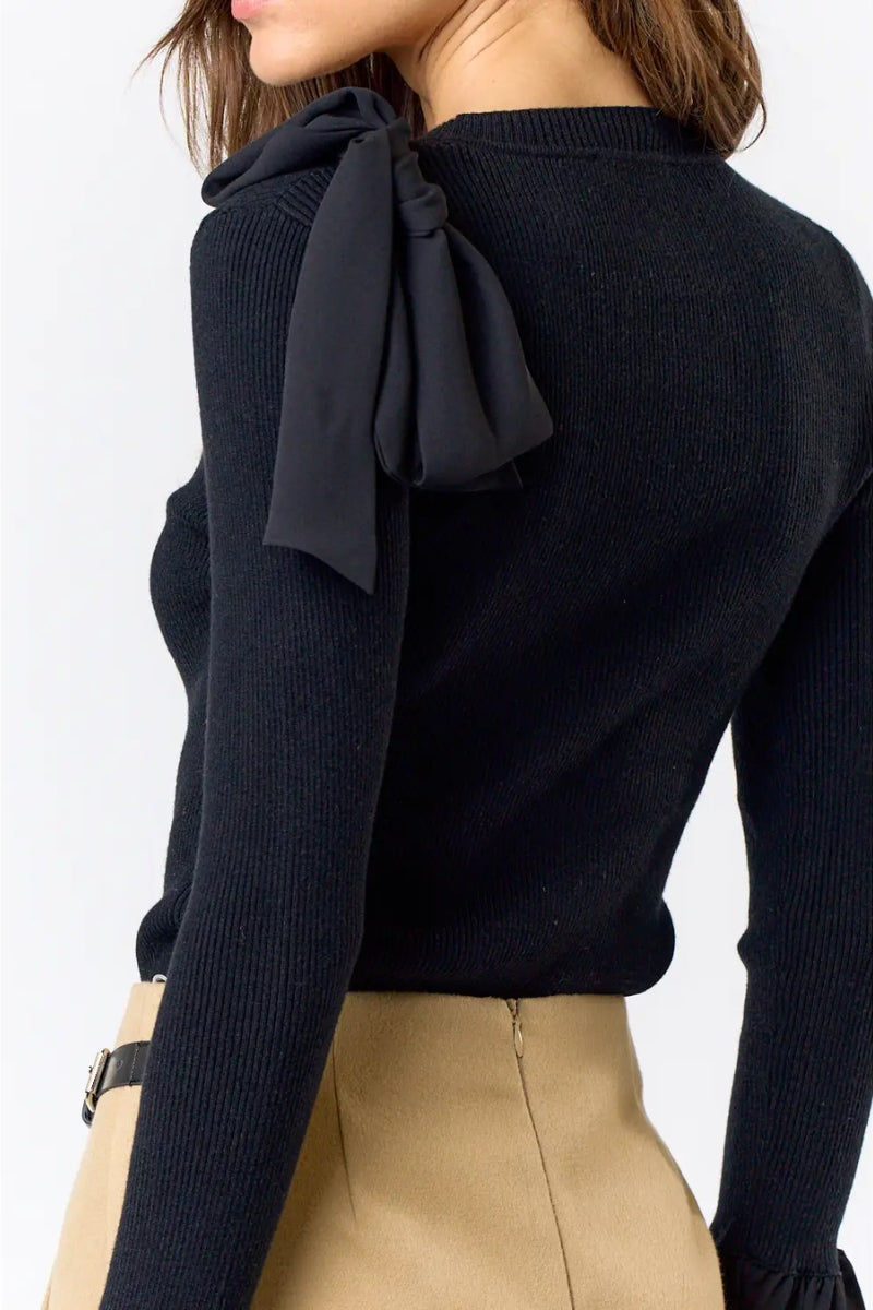 Bella Bow Sweater-Black