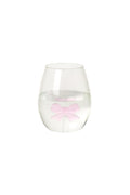 Pink Bow Stemless Wine Glass