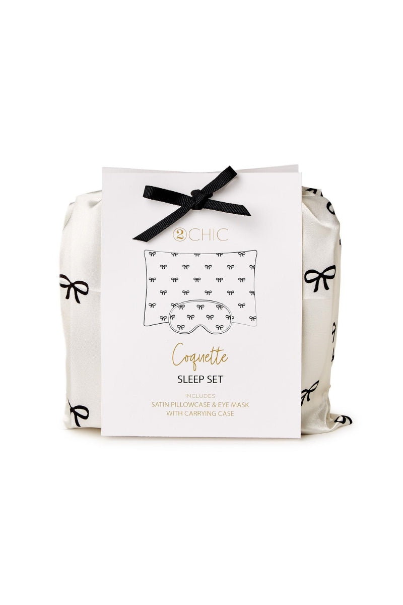 Noir Coquette Satin Pillowcase and Eye Mask Set