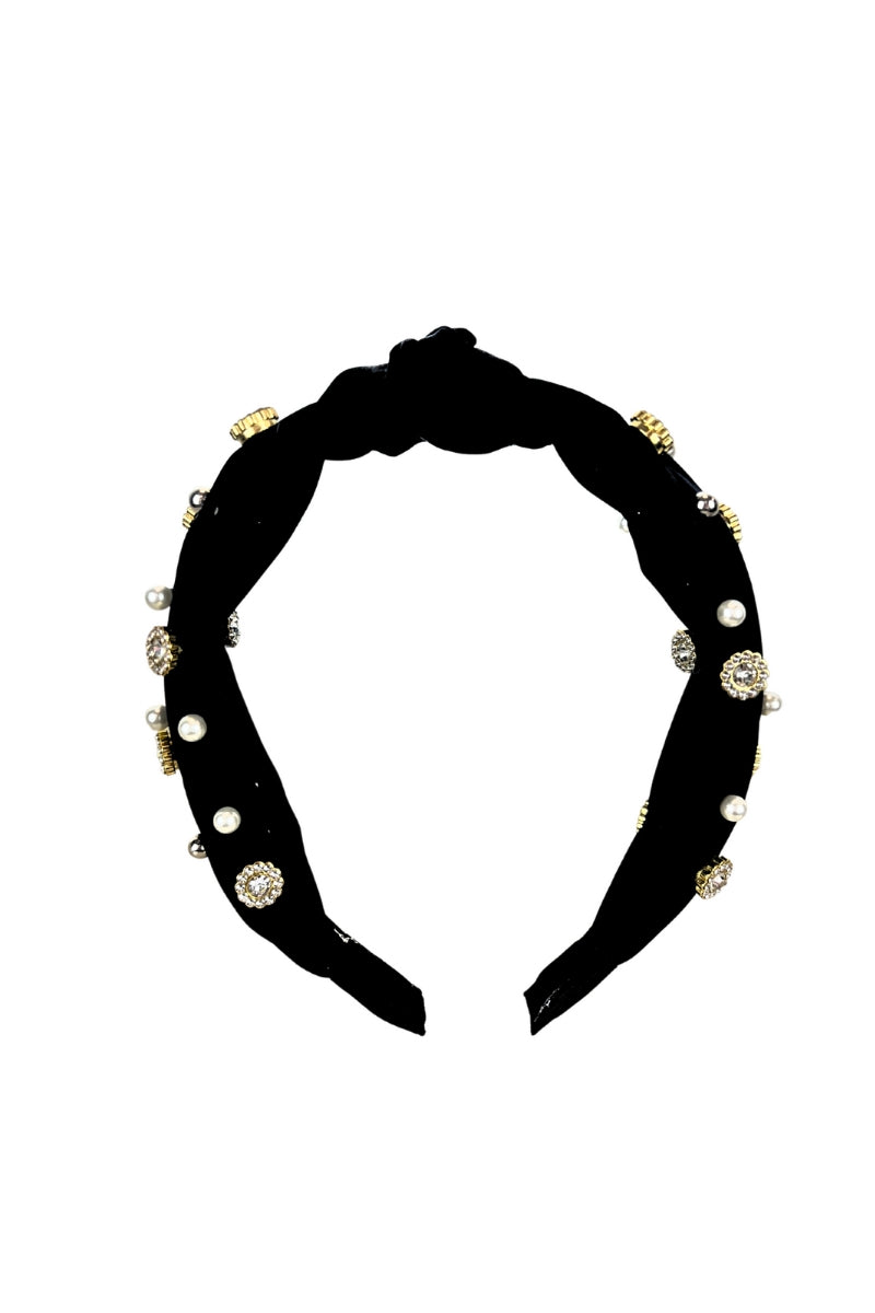 Pearl Knot Headband-Navy