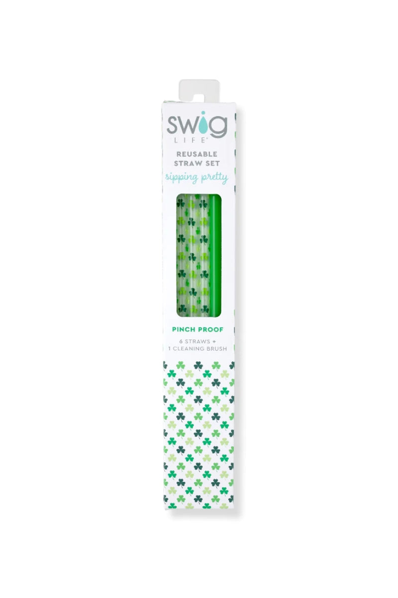 Swig Pinch Proof + Green Reusable Straw Set