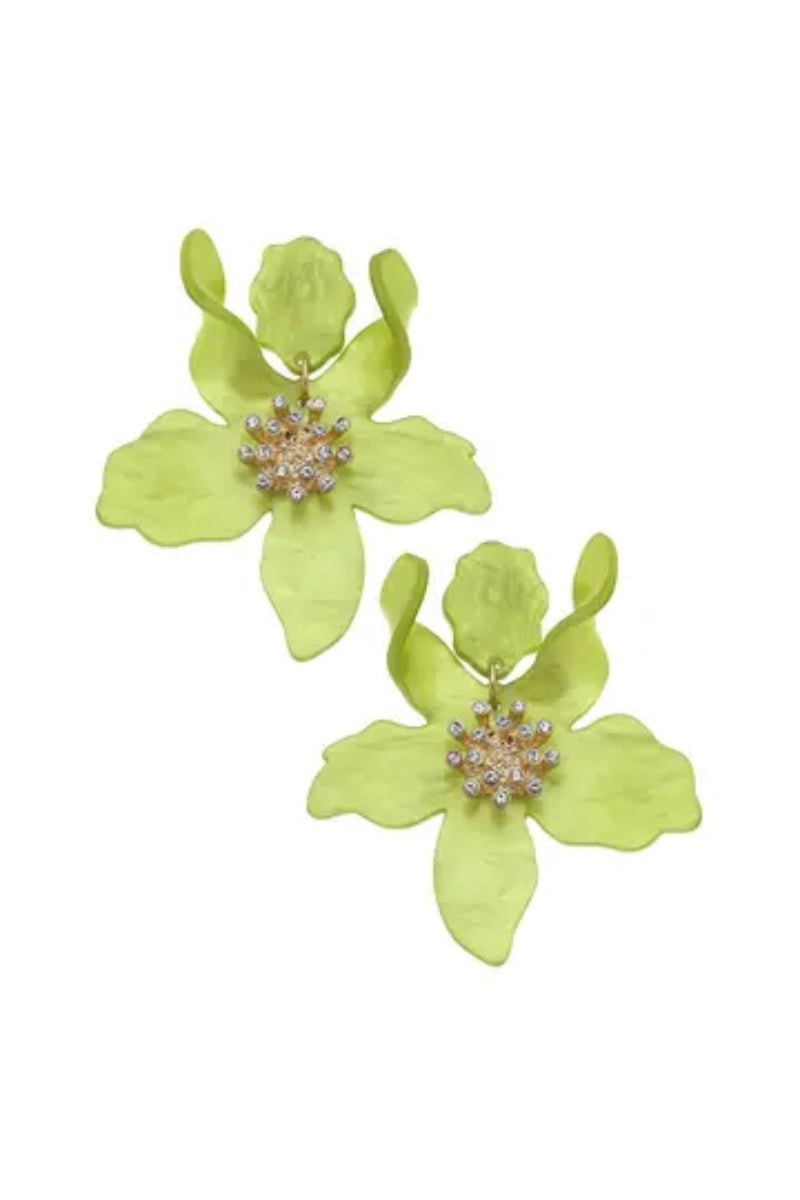 Chloe Resin Flower Earrings-Green