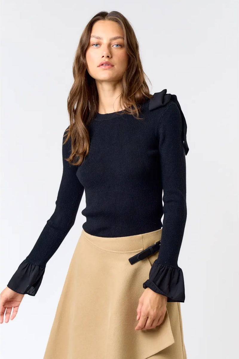 Bella Bow Sweater-Black