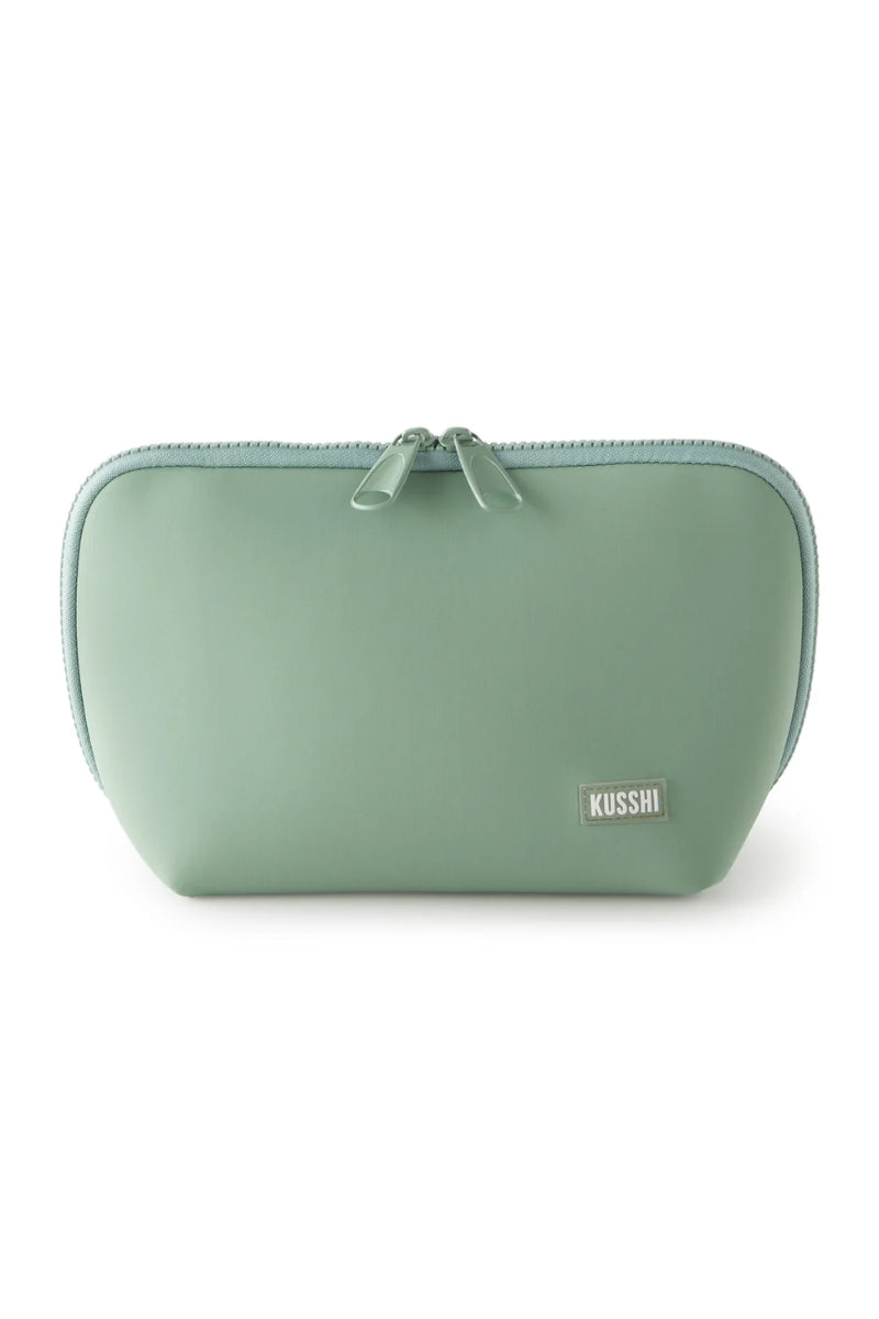 KUSSHI Neoprene Makeup Bag-Sage/Coral Rose