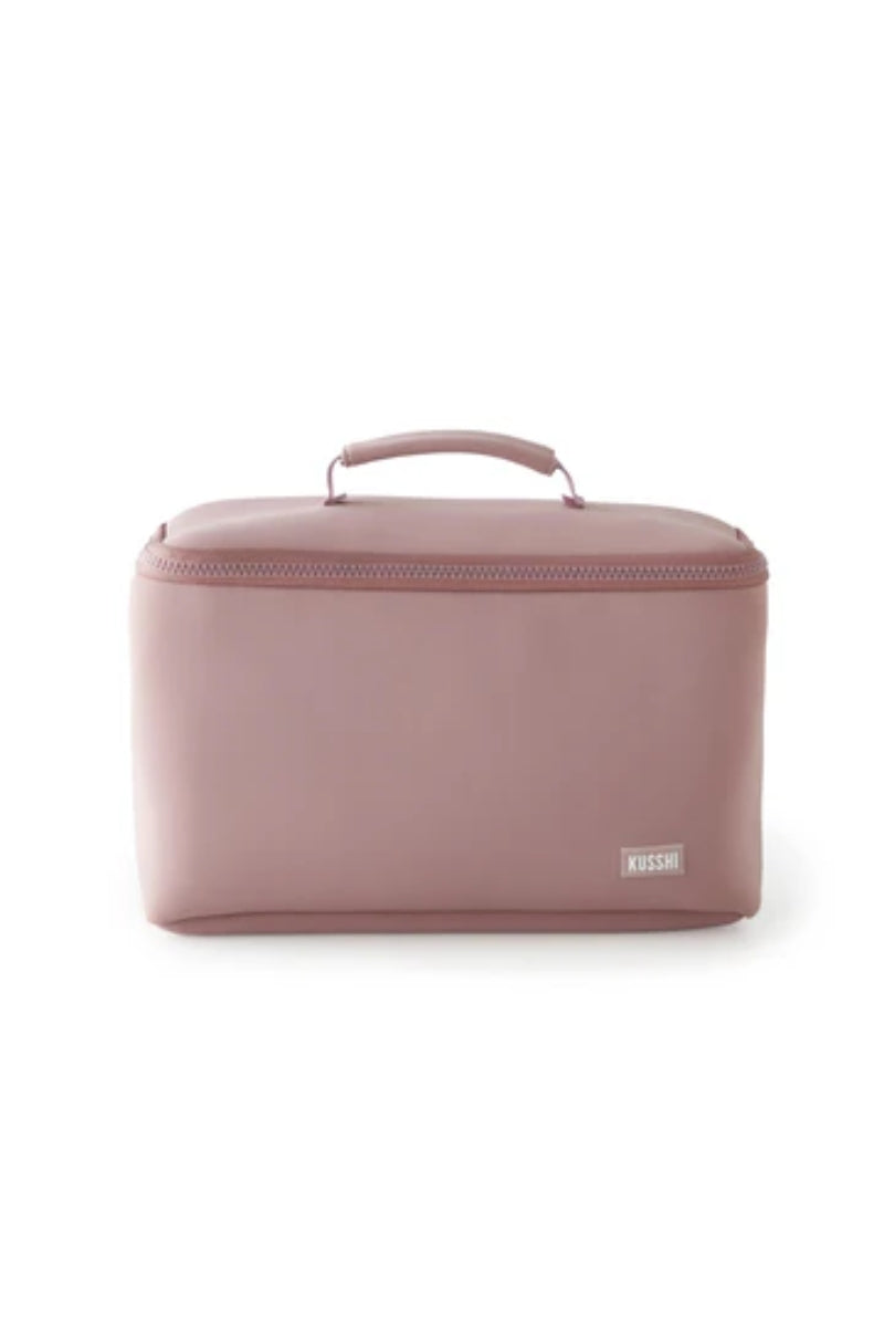 KUSSHI Neoprene Large Train Case-Mauve/Stone