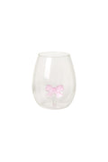 Pink Bow Stemless Wine Glass