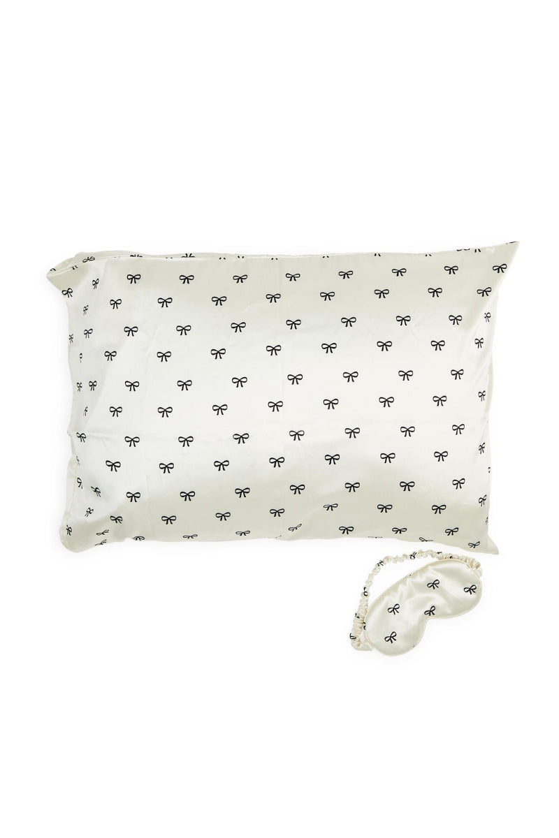 Noir Coquette Satin Pillowcase and Eye Mask Set