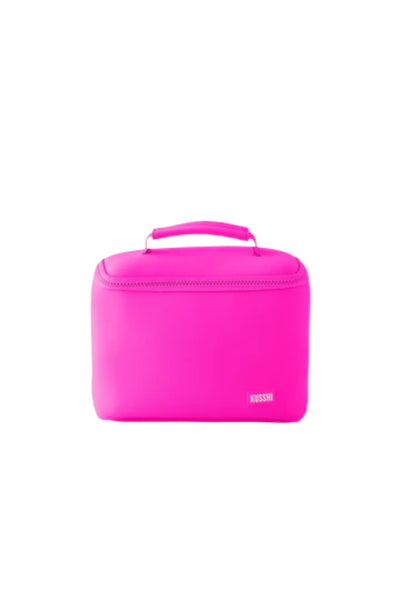 KUSSHI Small Neoprene Train Case-Pink/Indigo