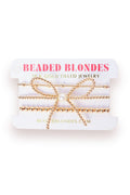 Gold Bow+June+5MM Bracelet Stack