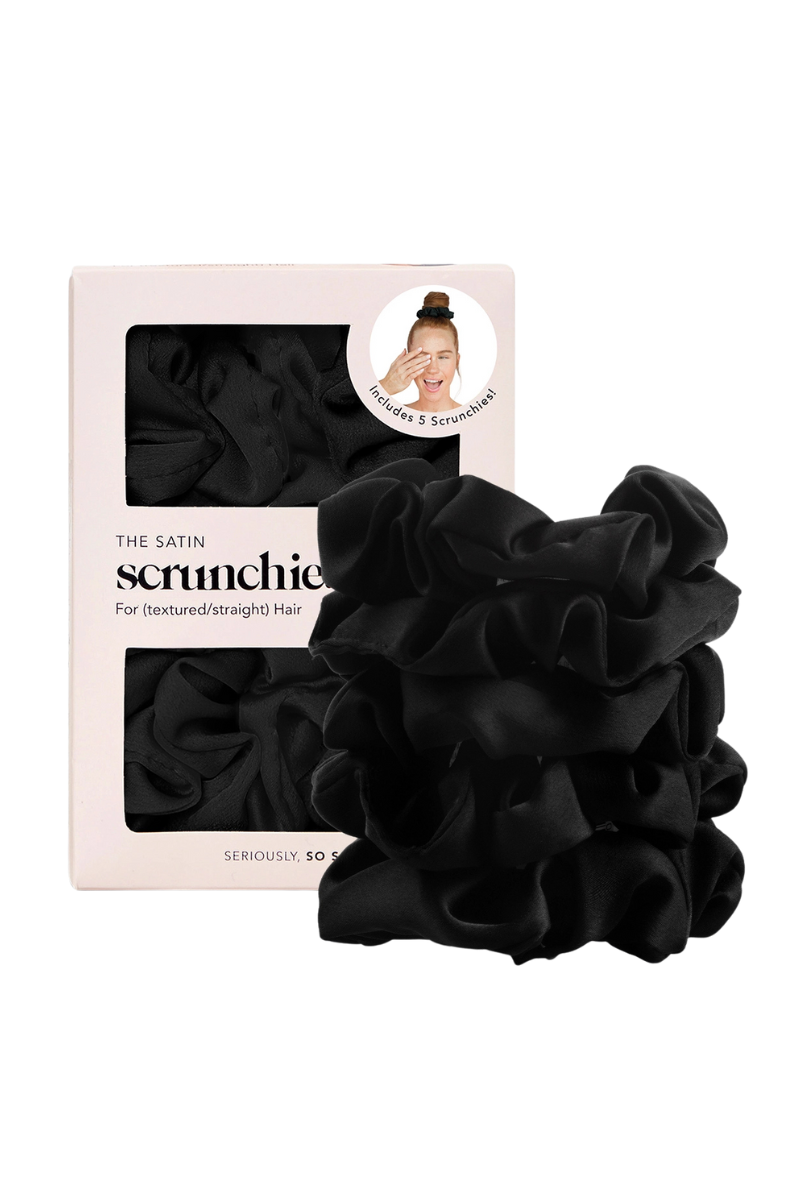 KITSCH Satin Sleep Scrunchie 5pc - Black