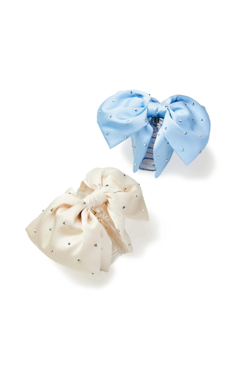 Satin Bow Claw Clip Pair