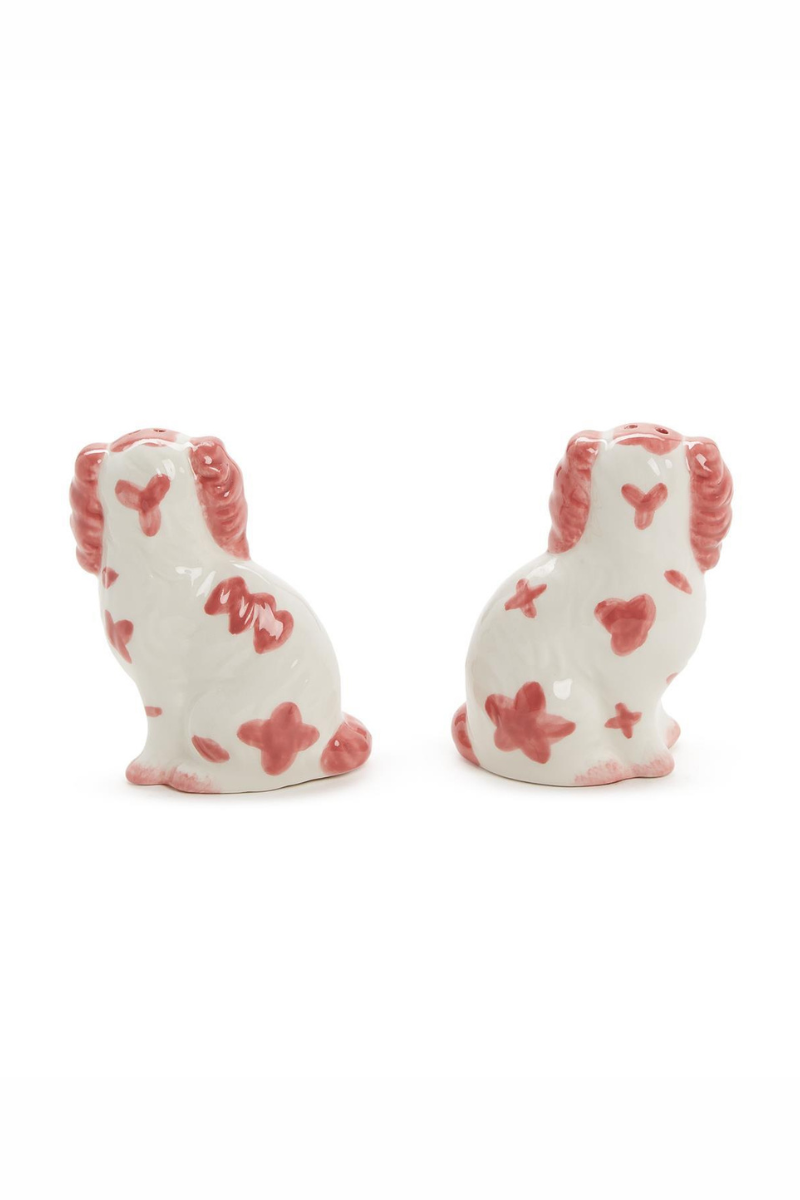 Pink Staffordshire Dog Salt and Pepper Shaker Set