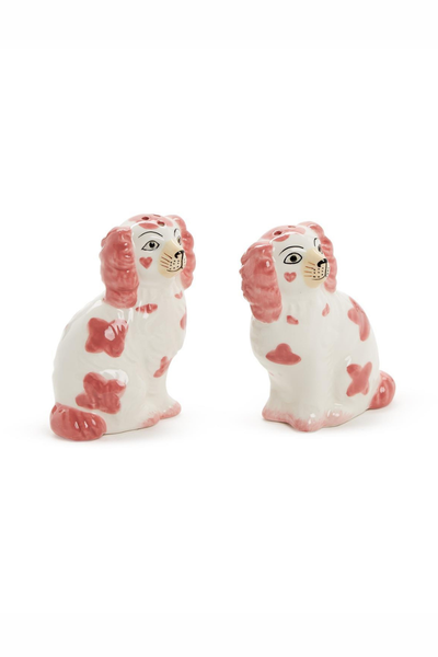 Pink Staffordshire Dog Salt and Pepper Shaker Set