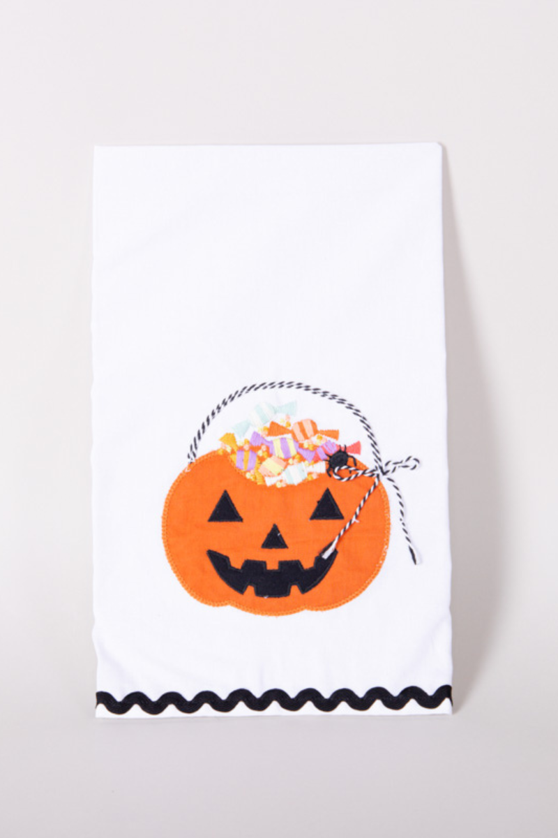 Candy Pumpkin Pail Tea Towel