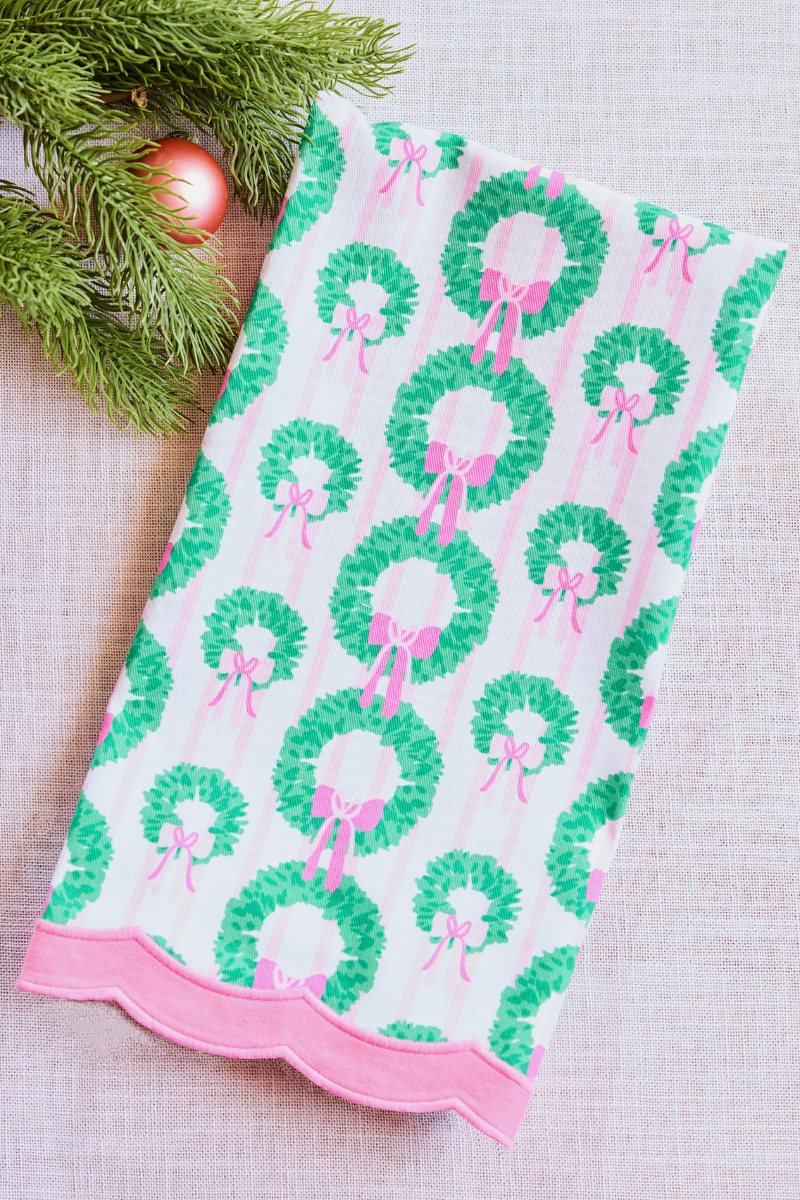 Rosy Wreaths Tea Towel