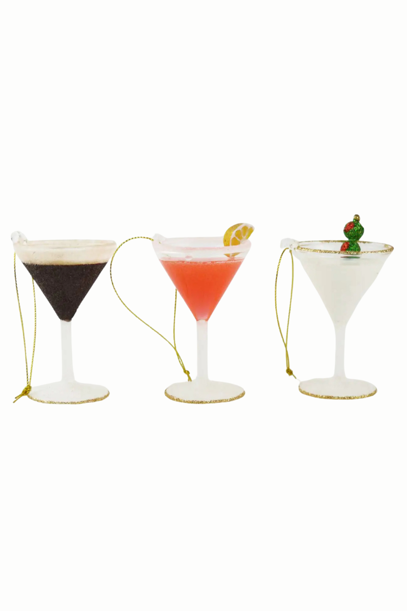 Martini Glass Ornament Set