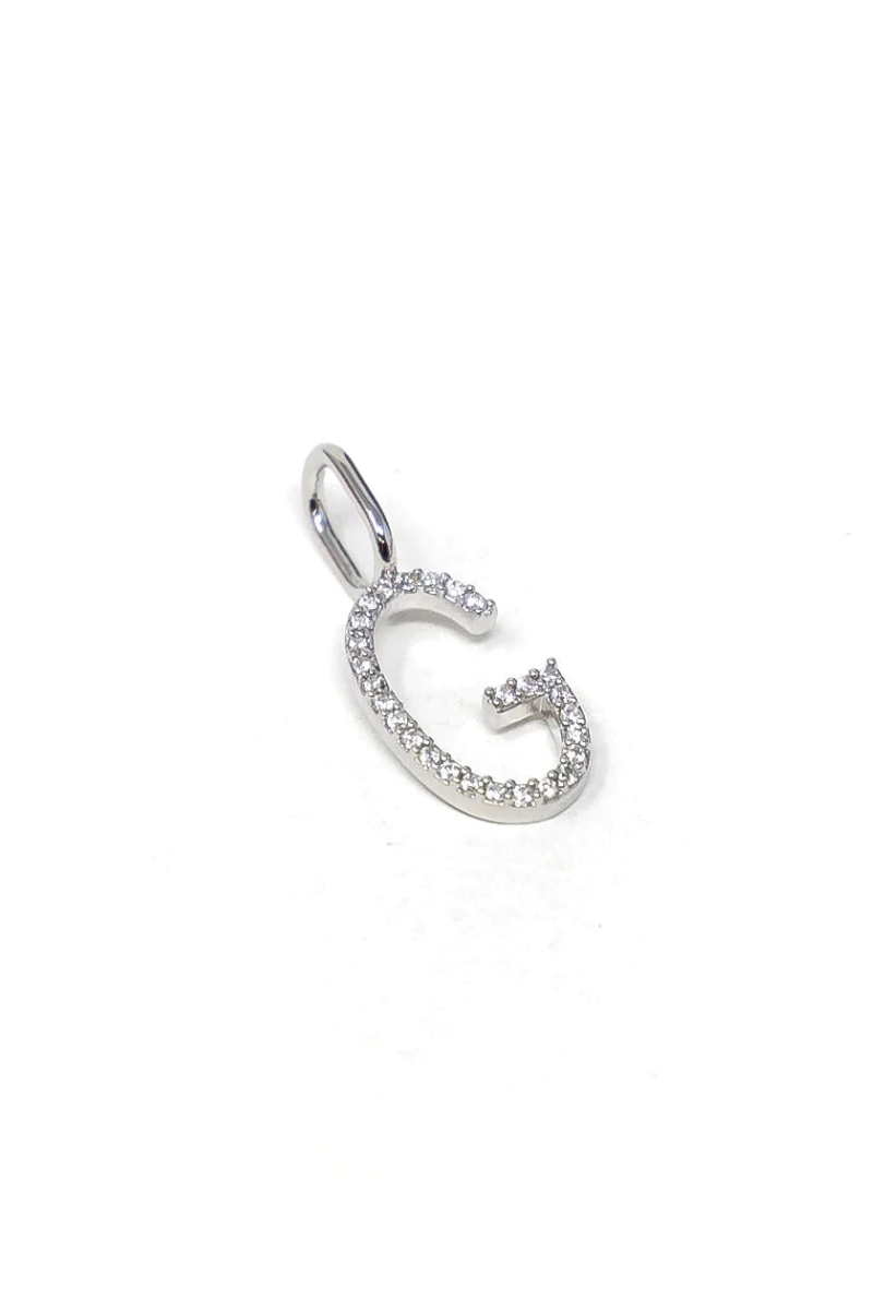 Sleek Initial Charm Silver - Charm Bar