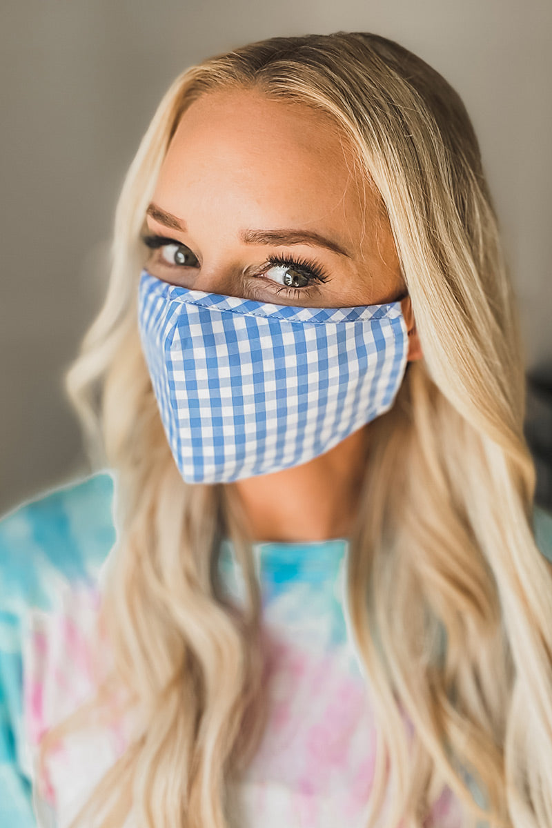 Blue Gingham Pattern Essential Mask From PinkTag