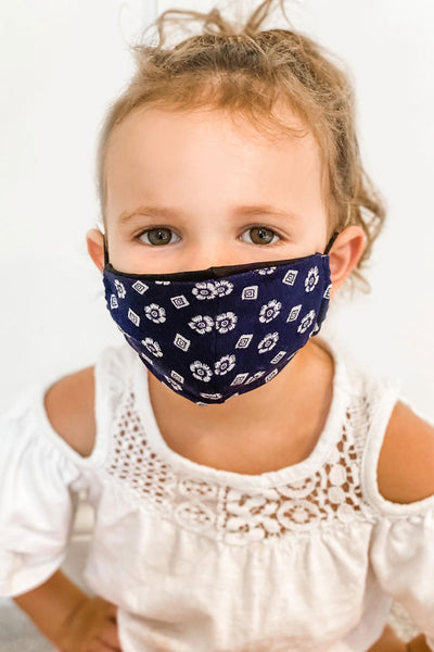 Navy Print Kids Basic Mask - Toddler