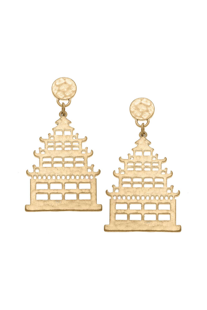 Cerise Pagoda Statement Earrings - FINAL SALE