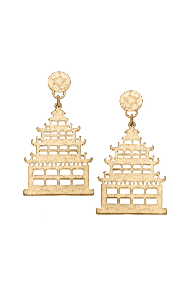 Cerise Pagoda Statement Earrings