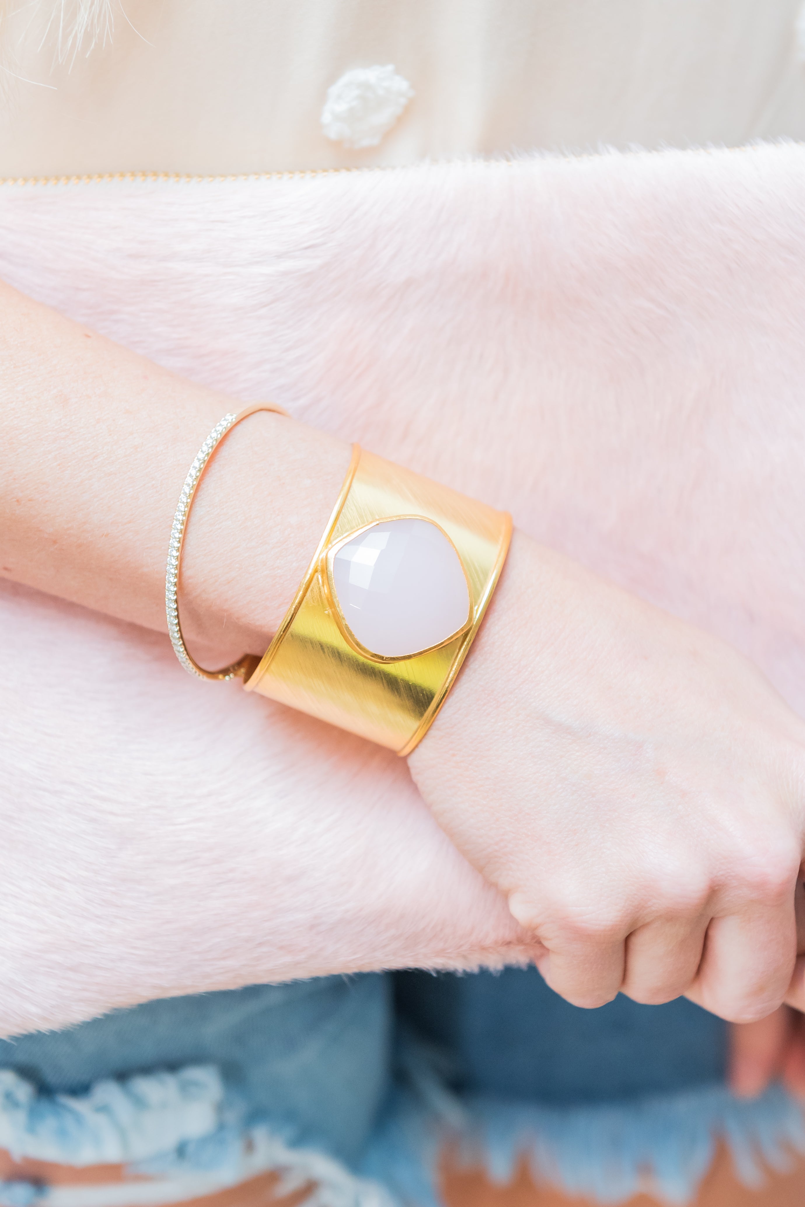 Natural Gemstone Cuff Bangle - FINAL SALE