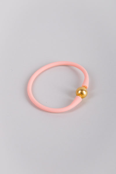 Bali 24K Gold-Plated Bead Silicone Bracelet in Light Pink