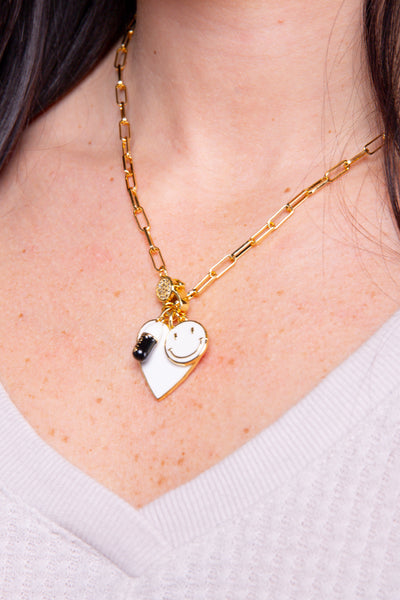 Smiley Heart Charm Necklace