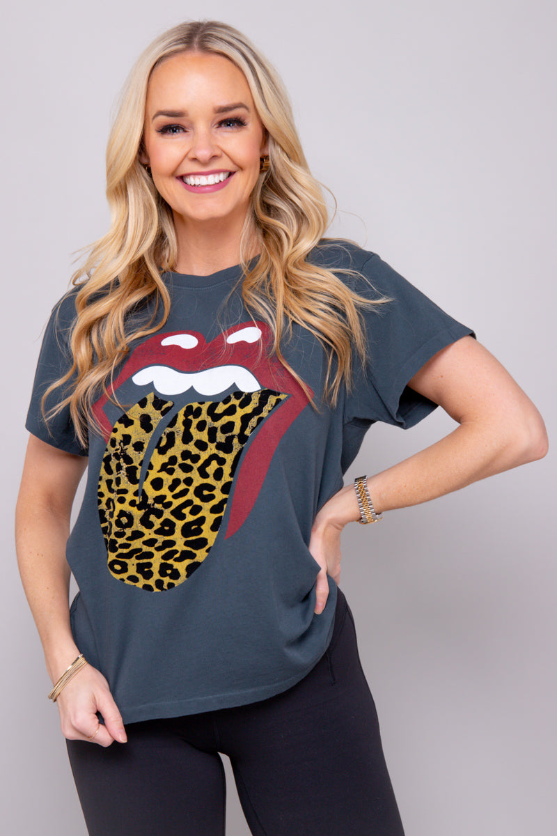 Rolling Stones Flocked Leopard Tongue Tour Tee