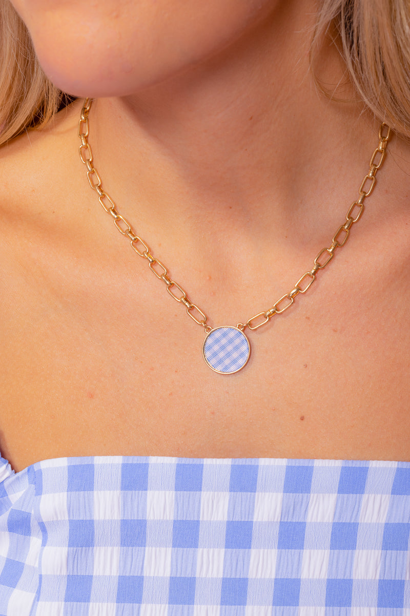 Corrie Gingham Pendant Necklace