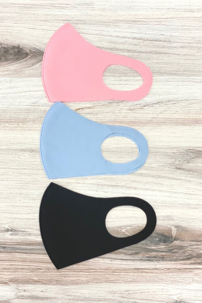 Solid Pink, Blue, & Black Stretch Mask 3-pack