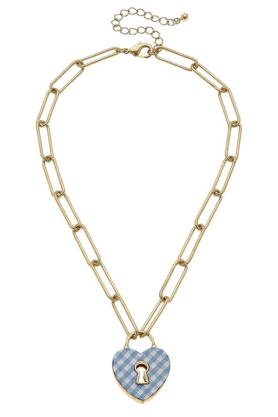 Moncler Gingham Heart Padlock Necklace