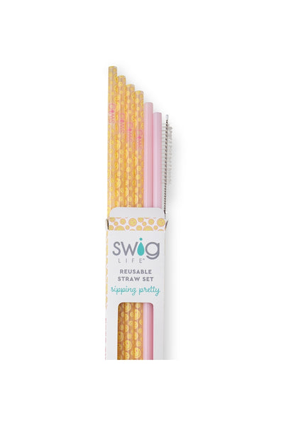 Swig Reusable Tall Straw Set-Oh Happy Day And Pink