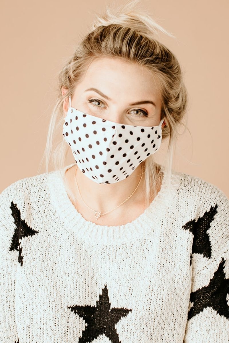 White Polka Dotted Essential Mask