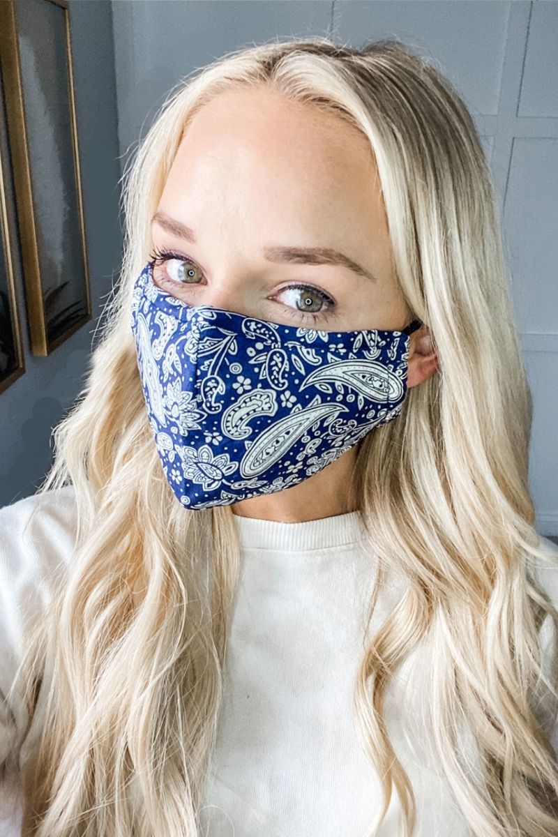 Navy Paisley Premium Mask - Includes 4 Filters