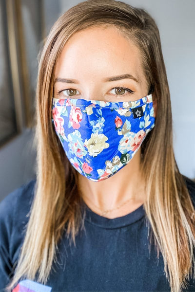 Beautiful Blue Floral Premium Mask - Includes 4 Filters