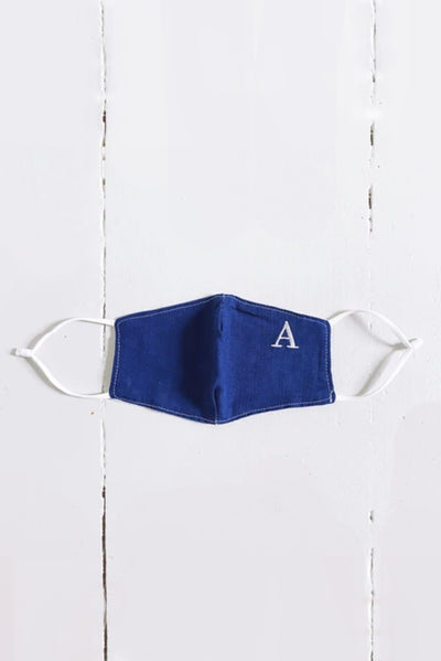 Navy Embroidered Initial Simple Mask From PinkTag