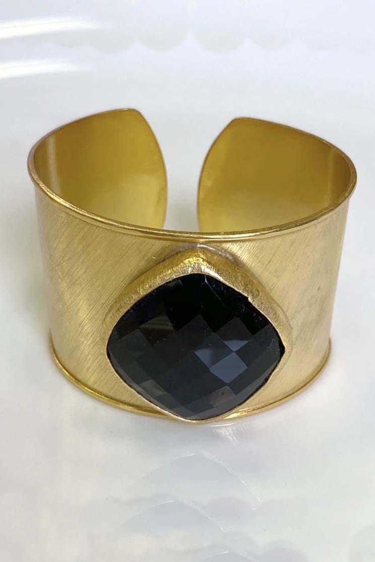 Natural Gemstone Cuff Bangle - FINAL SALE