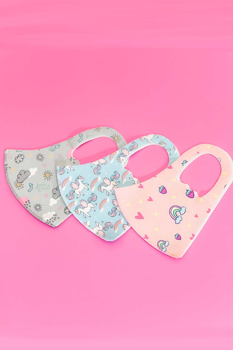 Girl's Print Stretch Mask 3-pack FINAL SALE